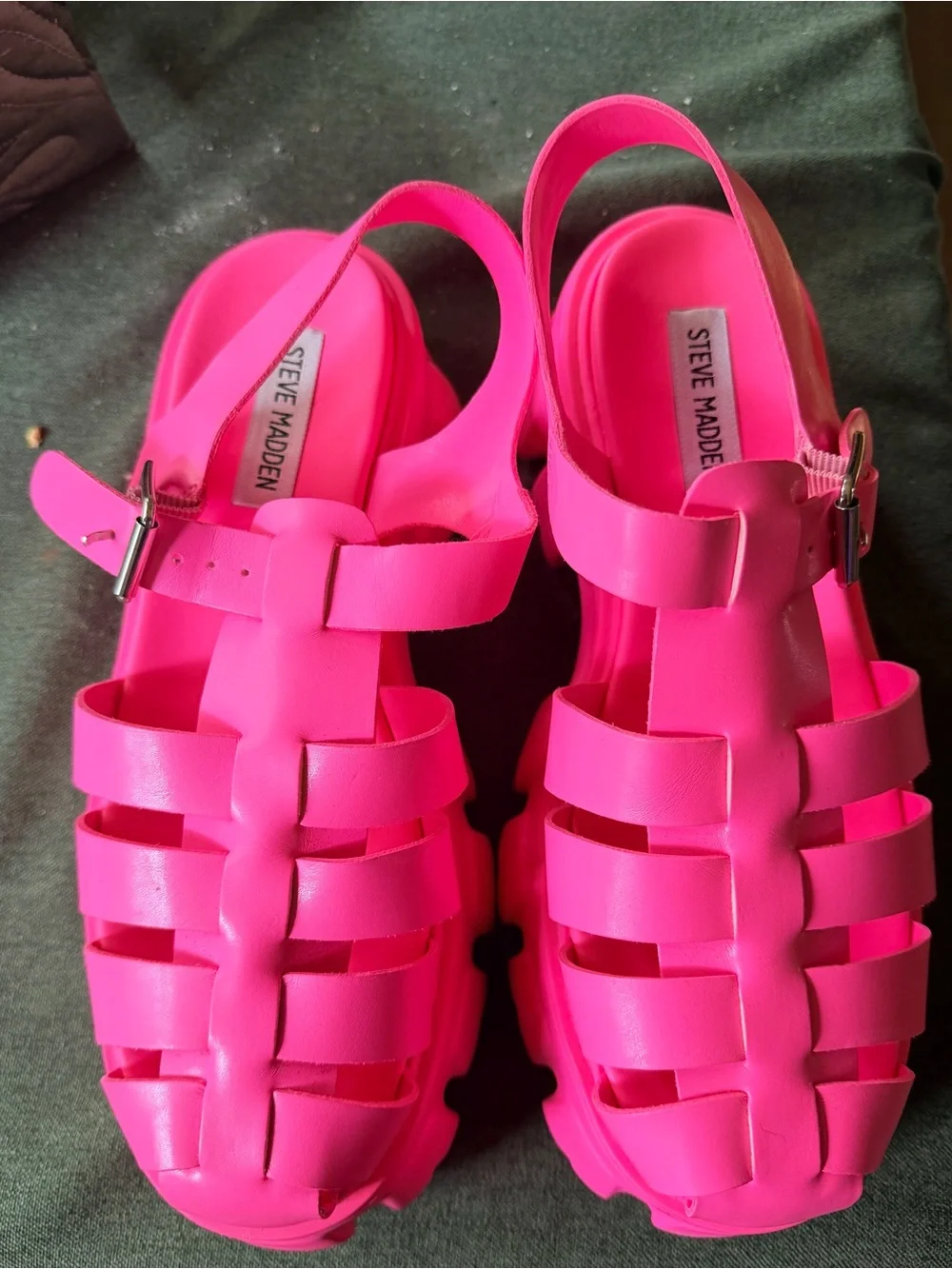 Steve Madden Neon Hot Pink Chunky Platform Sandals